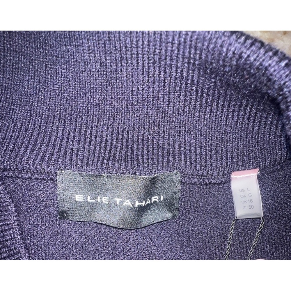 Elie Tahari Mens Full-Zip Knit Bomber Cardigan Navy Blue Large ETR44405M NWT - Picture 6 of 8